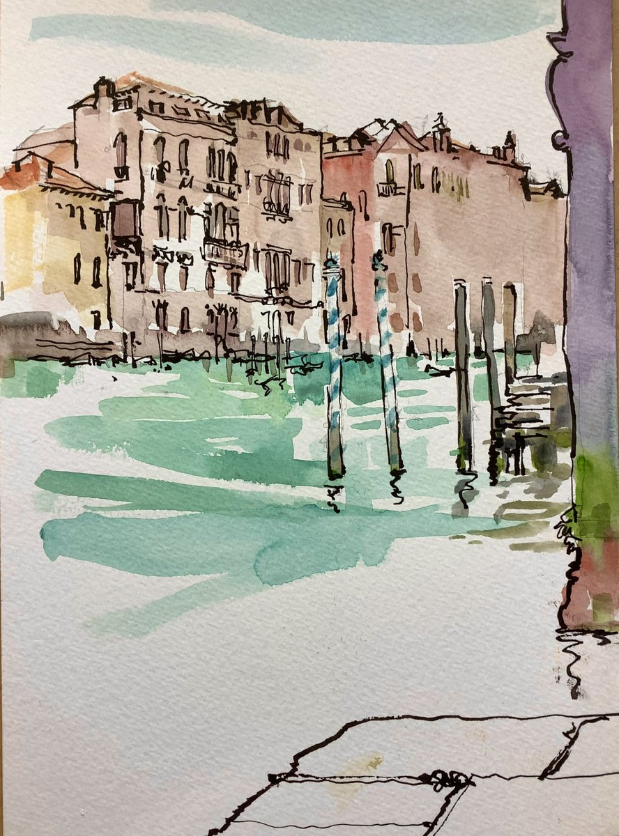 Another line and wash from Saturday morning sitting on the Grand Canale Path at San Stae… I had to move a couple of times as the boat turned up with deliveries