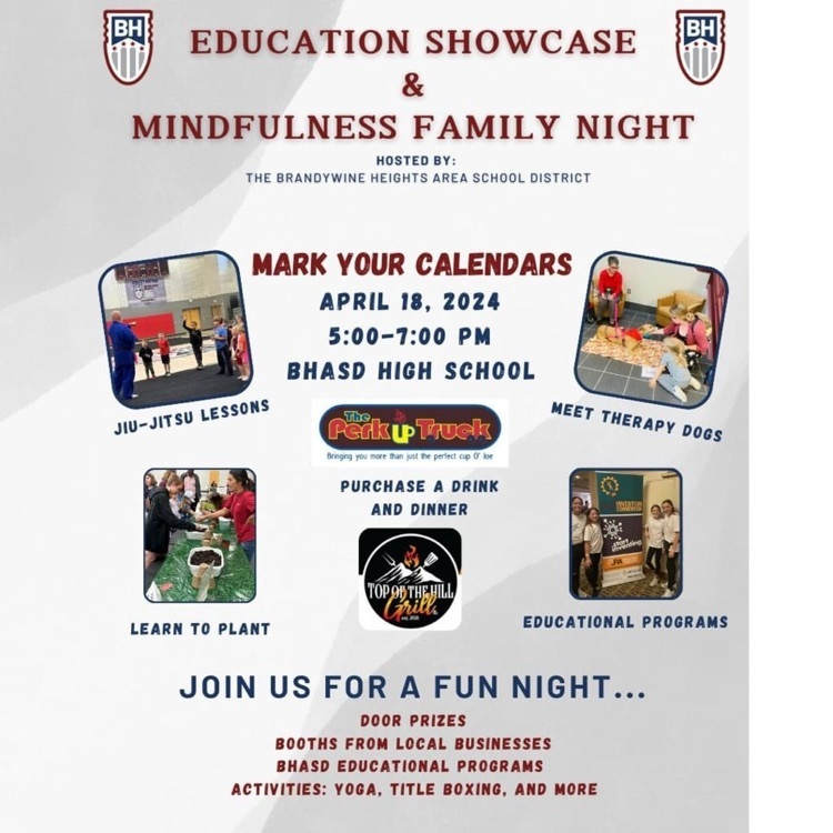 Tomorrow is the annual Education Showcase and Mindfulness event from 5-7 at the High School. All families are welcome to attend! Come out, grab some dinner, and learn about the instruction happening in our classrooms.