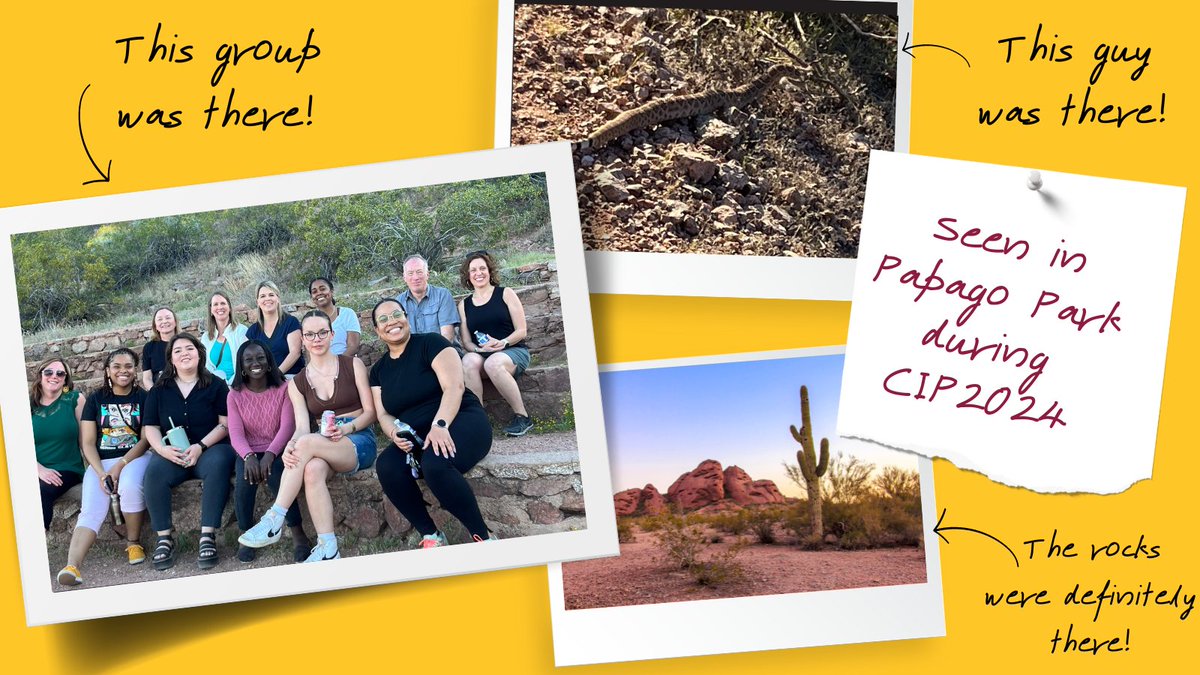 Yesterday, a bunch of us from #CIP2024 took a refreshing hike at Papago Park! The views were breathtaking, and we even had an unexpected visitor join us 🐍 #NatureAdventures #ConferenceBonding #CIP2024 #childwellbeing #ASU #ArizonaStateUniversity #1Innovation #BetheSolution