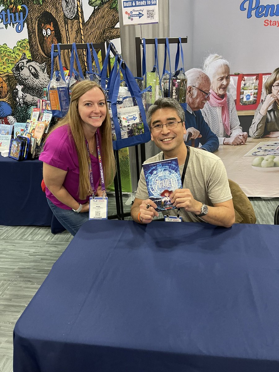 Y’all. My students are going to LOSE THEIR MINDS when I show them this photo and the signed copy of Amulet book 9! @CFISDAndre @CyFairLibraries @boltcity #txla24