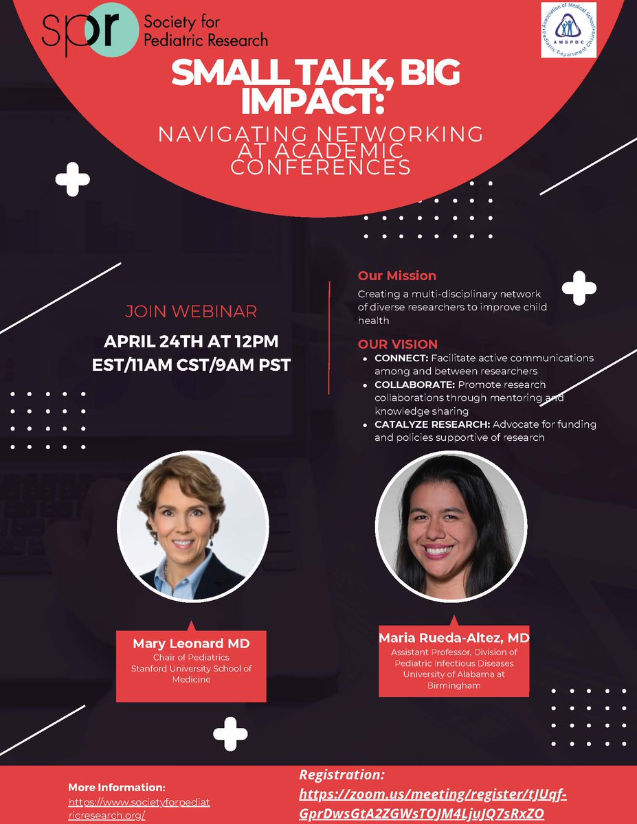 Looking to improve your networking skills? Want to learn how to navigate academic conferences and find your next job, mentor, and collaborator? Be sure to check our webinar on April 24th at 12pm EST/11am CST/9am PST! Registration: zoom.us/meeting/regist… @SocPedResearch @amspdc