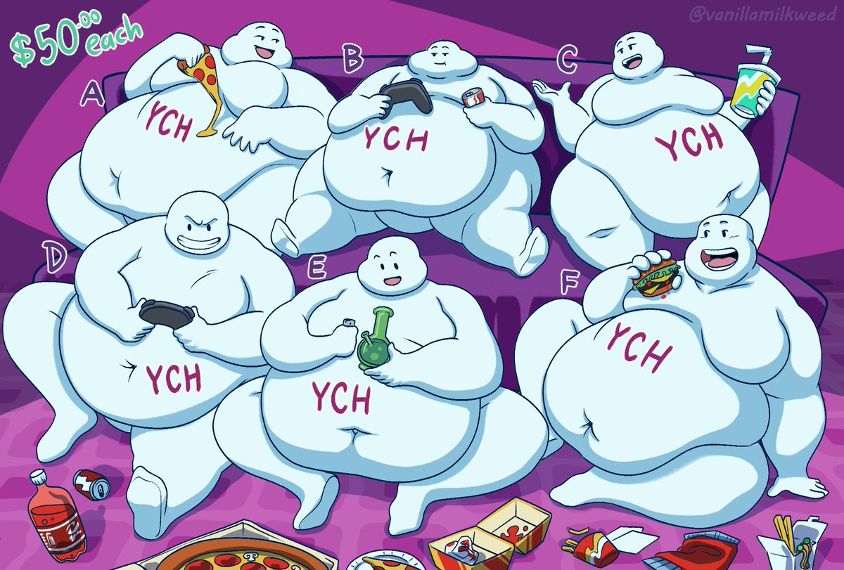 Big cozy hangout YCH! Come join this cozy soft and round scene. First come first served, fifty dollars a slot, claim in reply to this tweet. Any gender, any species, proportions can be adjusted within reason. You'll also get your character as a separate individual image!