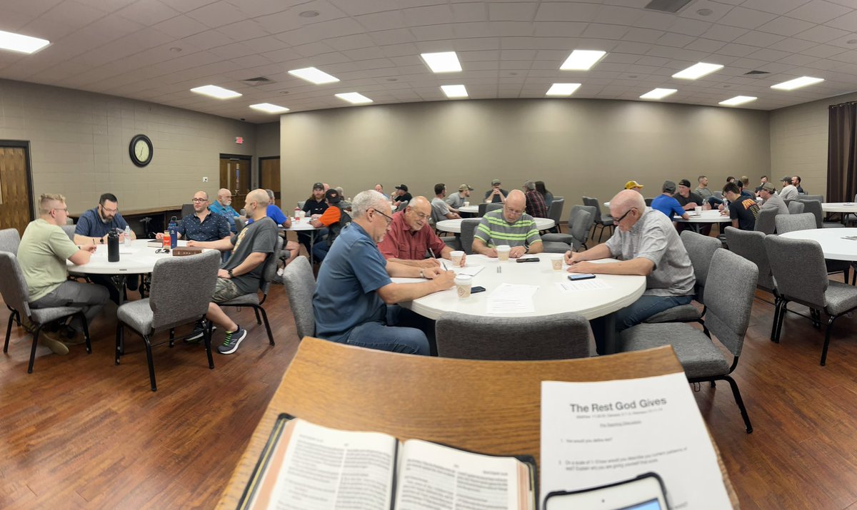 Love getting together with about 50 men to study God’s Word together!