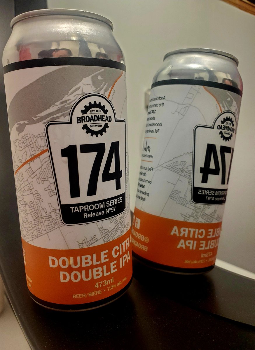 Seeing double? Drink a few of these @BroadheadBeer Double Citra Double IPAs & you will. Juicy hit of tangerine,grapefruit,subtle pinneapple combined with a moderate carbonation that gives a hop pop finish. A great DIPA, 7.2% ABV that's will make me go back to Orleans #craftbeer