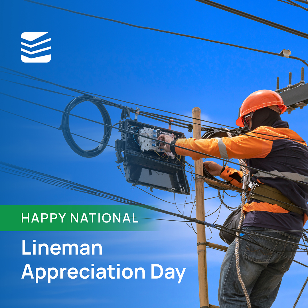 Happy National Lineman Appreciation Day! Thank you to all the brave and hardworking professionals who keep the lights on and power our communities. We appreciate your dedication and service!

#NationalLinemanAppreciationDay #ThankALineman #PowerOn