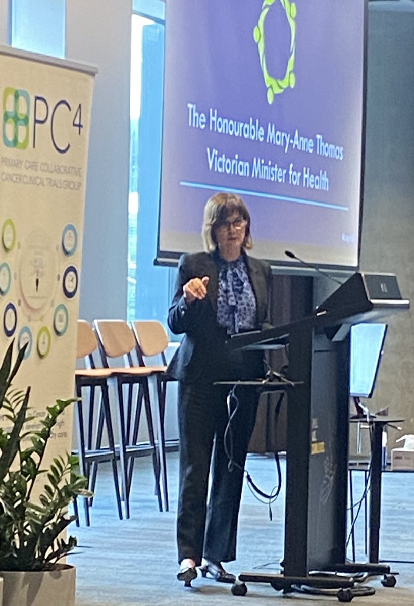 Fantastic to be at #capri24 where VIC health minister highlighted the research excellence of @ClaireNight14 & Dr Julia Brotherton from the EIS team @unimelbMSPGH