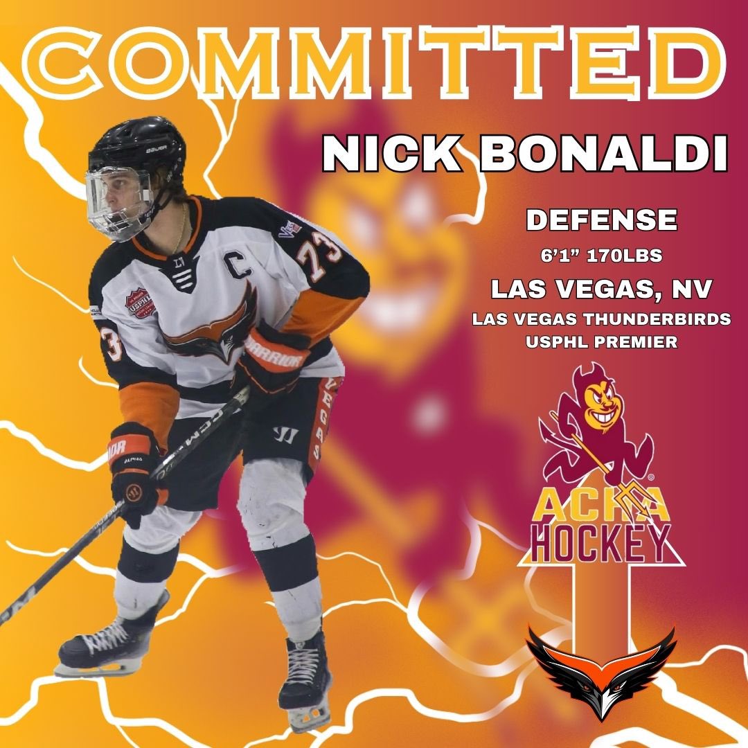 sparkyhockey's tweet photo. Our first commitment for the 2024-2025 season is Nick Bonaldi from the @lasvegastbirds in the USPHL Premier. The 6’1” defenseman put up 133 points in 114 games the past four seasons in Las Vegas. Welcome to Tempe Nick! #GoDevils https://t.co/Y26oC3PcST