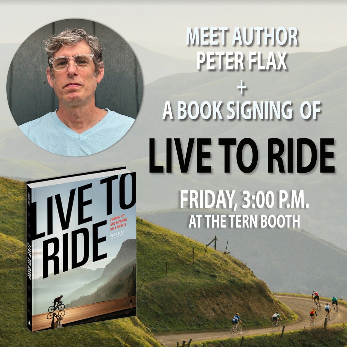 Also, our friend @pflax1 will be at the booth on Friday, around 3pm to discuss his new book 'Live to Ride'. Come by and say hi!!
