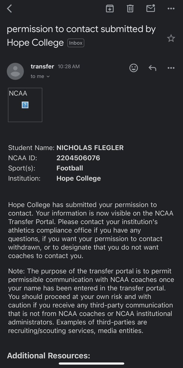 I’ve decided to enter the NCAA transfer portal to find a new home for the remainder of my college career. I am incredibly thankful for the time I’ve had at Hope College, and all the support I’ve received from my team and coaches.