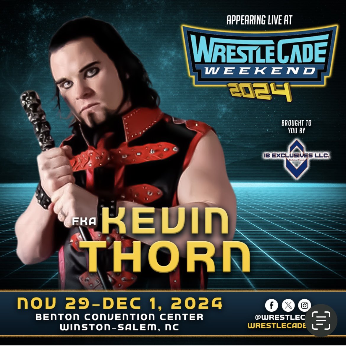 🚨 #WrestleCade Weekend returns with fka Kevin Thorn. Brought to you by our friends at IB Exclusives.

Benton Convention Center 
Winston-Salem, NC 
Nov 29-30 & Dec 1

🎟 at wrestlecade.com/tickets