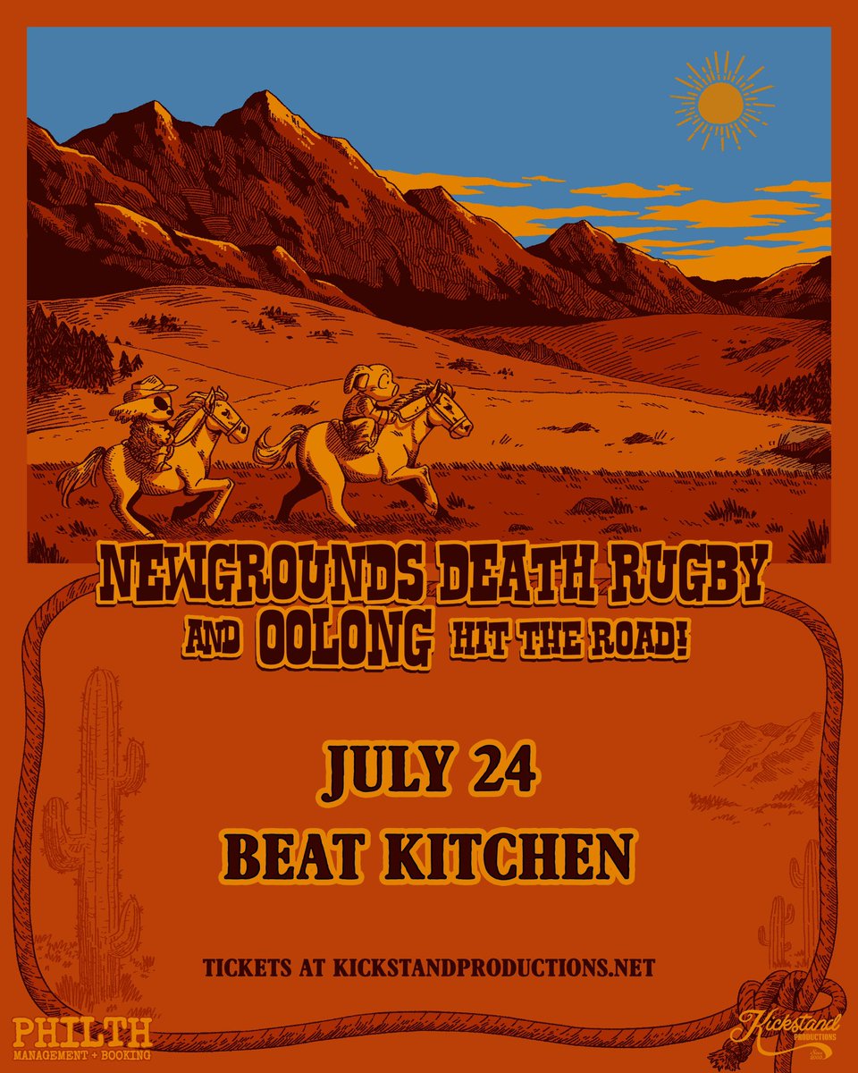 ☀️JUST ANNOUNCED☀️ OOLONG & NEWGROUNDS DEATH RUGBY Wednesday, July 24, 17+ Tickets @ beatkitchen.com