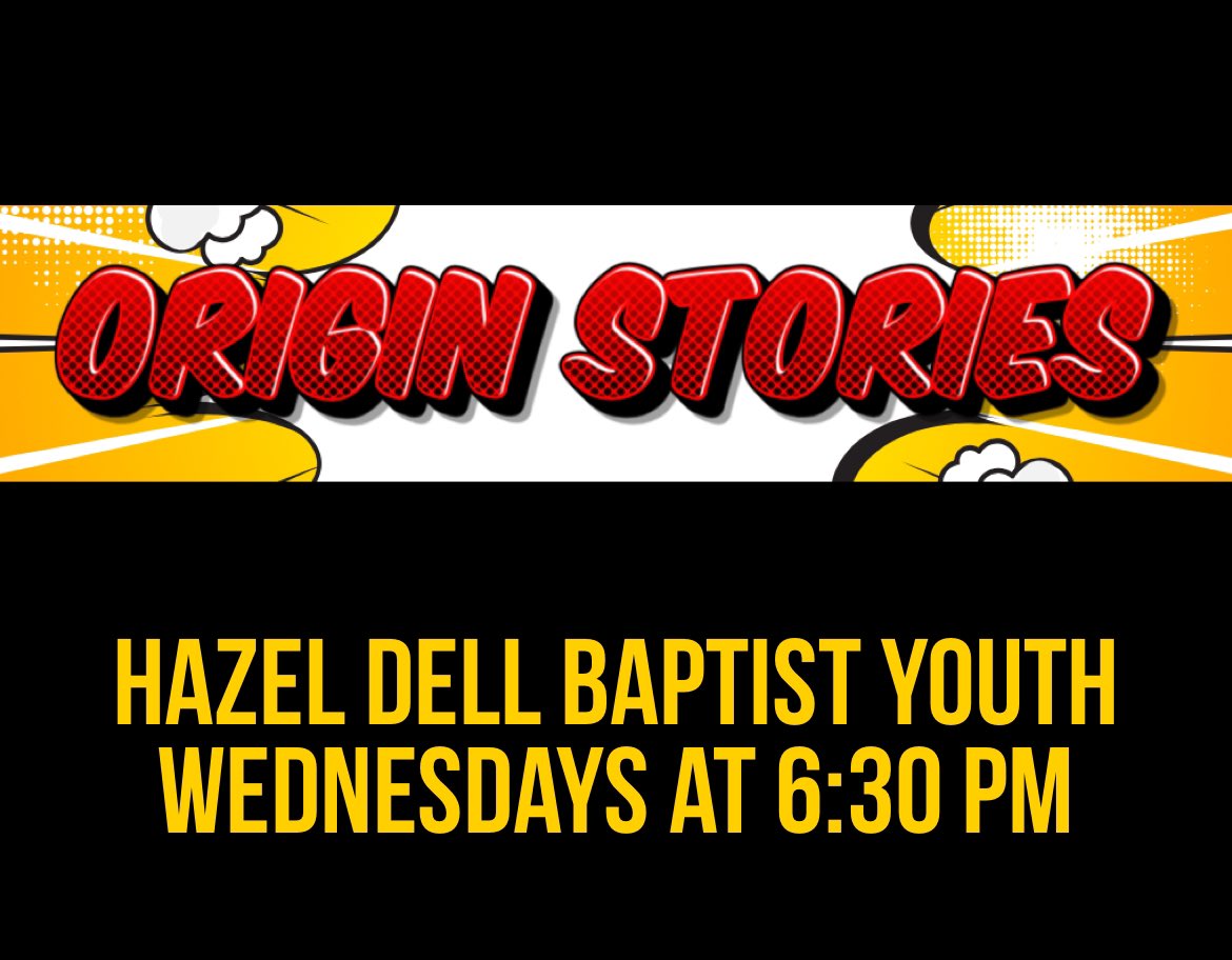 NEW BIBLE STUDY SERIES TONIGHT!!

Can’t Wait to see everyone at youth! Come and hang out with us at 5:30 and let’s come together at 6:30! #OriginStories #Youth #NewSeries #Hazeldellbaptist 

HangTime @5:30

Youth @6:30