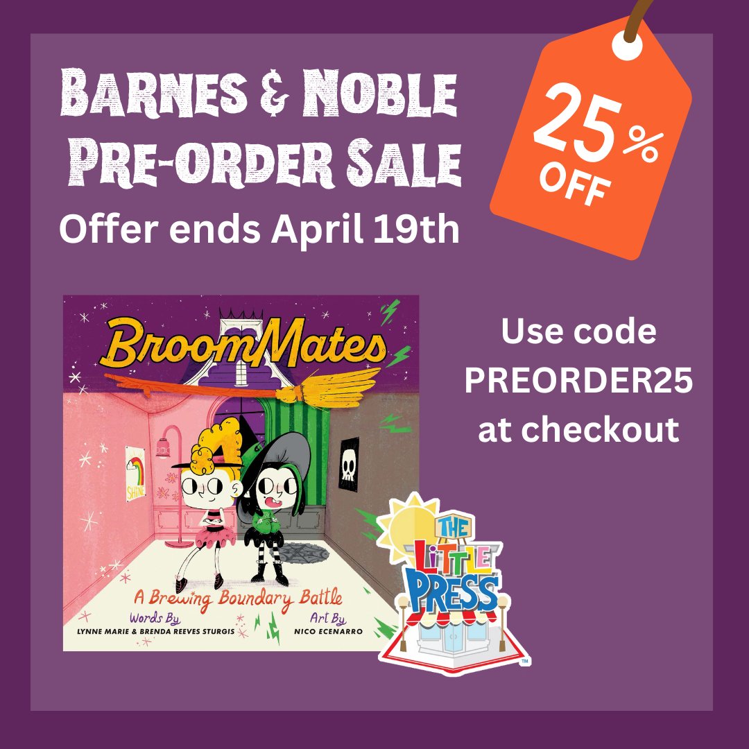 It's that time again! Barnes & Noble is having their Member Pre-Order Sale. Now through 4/19 you can pre-order an upcoming Little Press title on Barnes and Noble for 25% OFF. (Membership is FREE.) Find the links for CURLILOCKS AND THE THREE HARES and BROOMMATES below.
