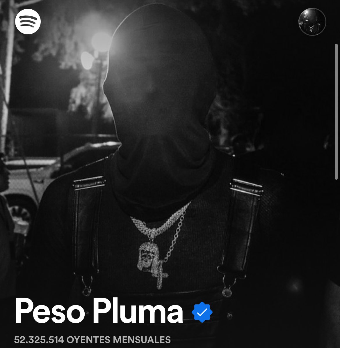 PesoPlumaData's tweet photo. Peso Pluma vuelve ha actualizar su foto principal de Spotify. 🔜 https://t.co/Jo8Z1ATBLH