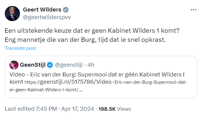 Doe maar een schietgebedje dat we de komende jaren geen crisis mee zullen maken, want wat gaat hij doen? Het weg schelden? Wat een kinderlijk niveau. Het is niet eens meer schokkend. Gewoon alleen maar kinderlijk. Een groot, verongelijkt en strontverwend kind. Meer is 't niet.