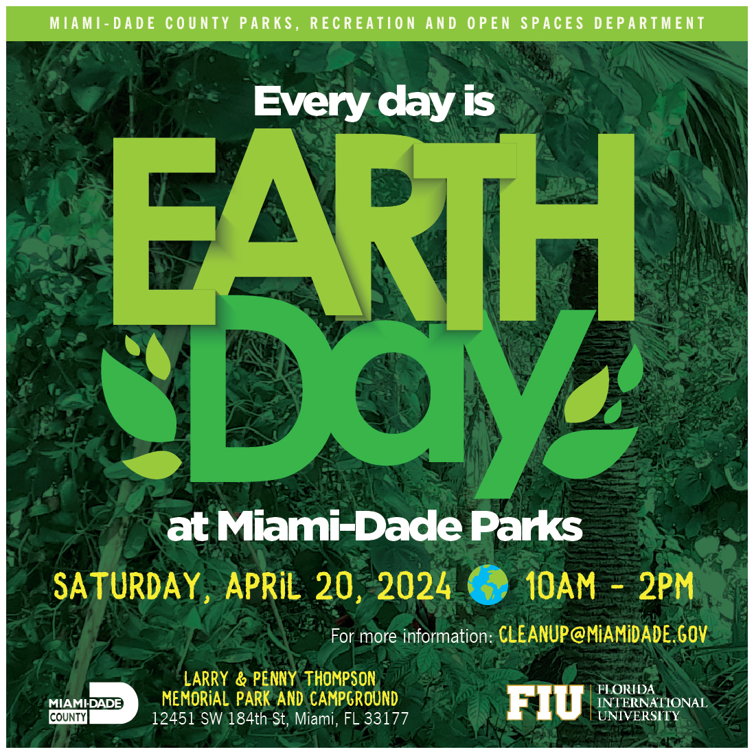 Don’t miss Miami-Dade Parks Earth Day event at Larry & Penny Park this Saturday, April 20th, and celebrate Earth Day! Community Service hours provided upon request. Register and receive a free T-shirt with link: miamidade.gov/global/news-it…