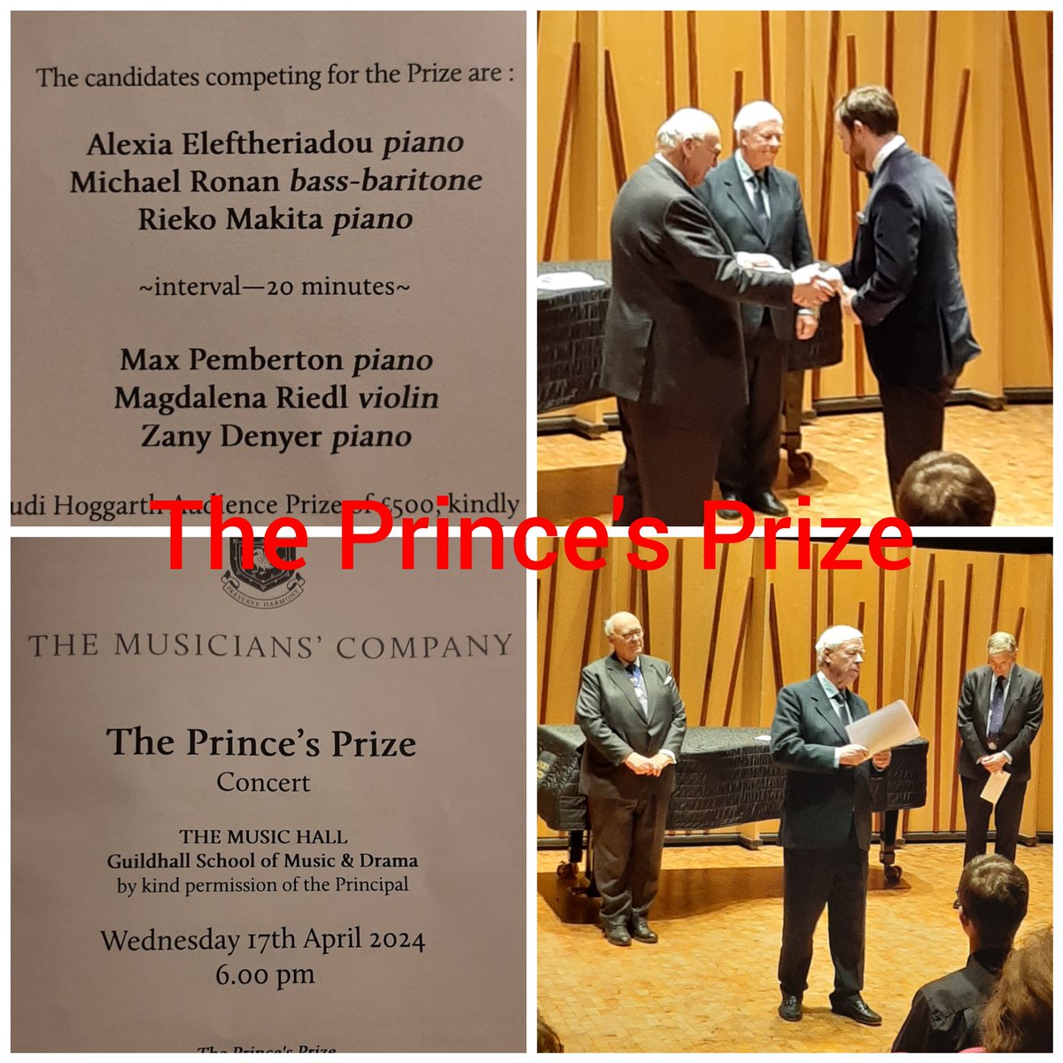 @MusiciansComp for The Prince's Prize Concert. Such amazing young talent from the Company's award winners 2024! Michael Ronan bass-baritone was the winner with Zany Denyer pianist, winning the Audience Prize. Bravi tutti! 👏👏👏