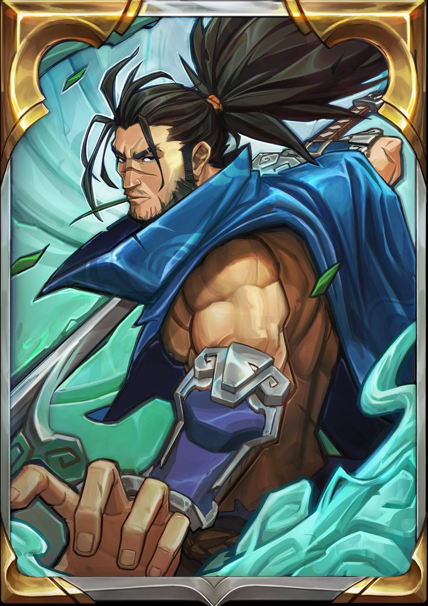 Pick a card, any card 🎴 @Zhekri follows the wind by drawing Yasuo as a Legends of Runeterra cardback.