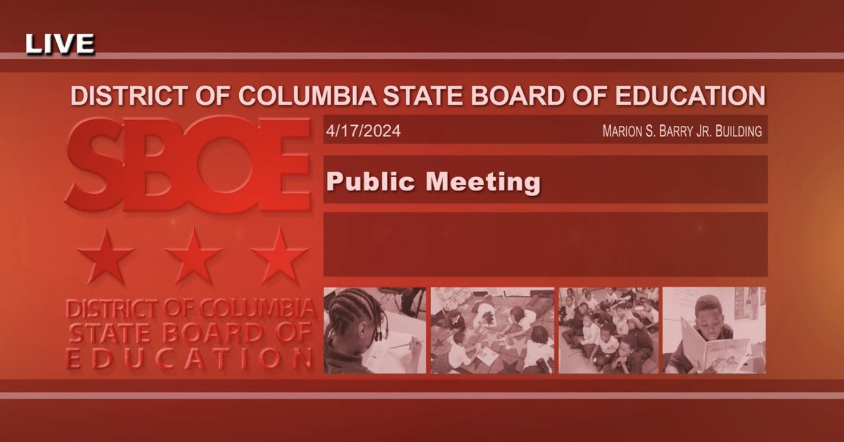 🚨@DCSBOE's public meeting is moments away from starting! Tune in to hear the panel discussion on the FY25 Proposed Budget, public comment, and administrative votes on policies to address chronic absenteeism and truancy and adopt the District's #SEL standards🍎#YourVoice