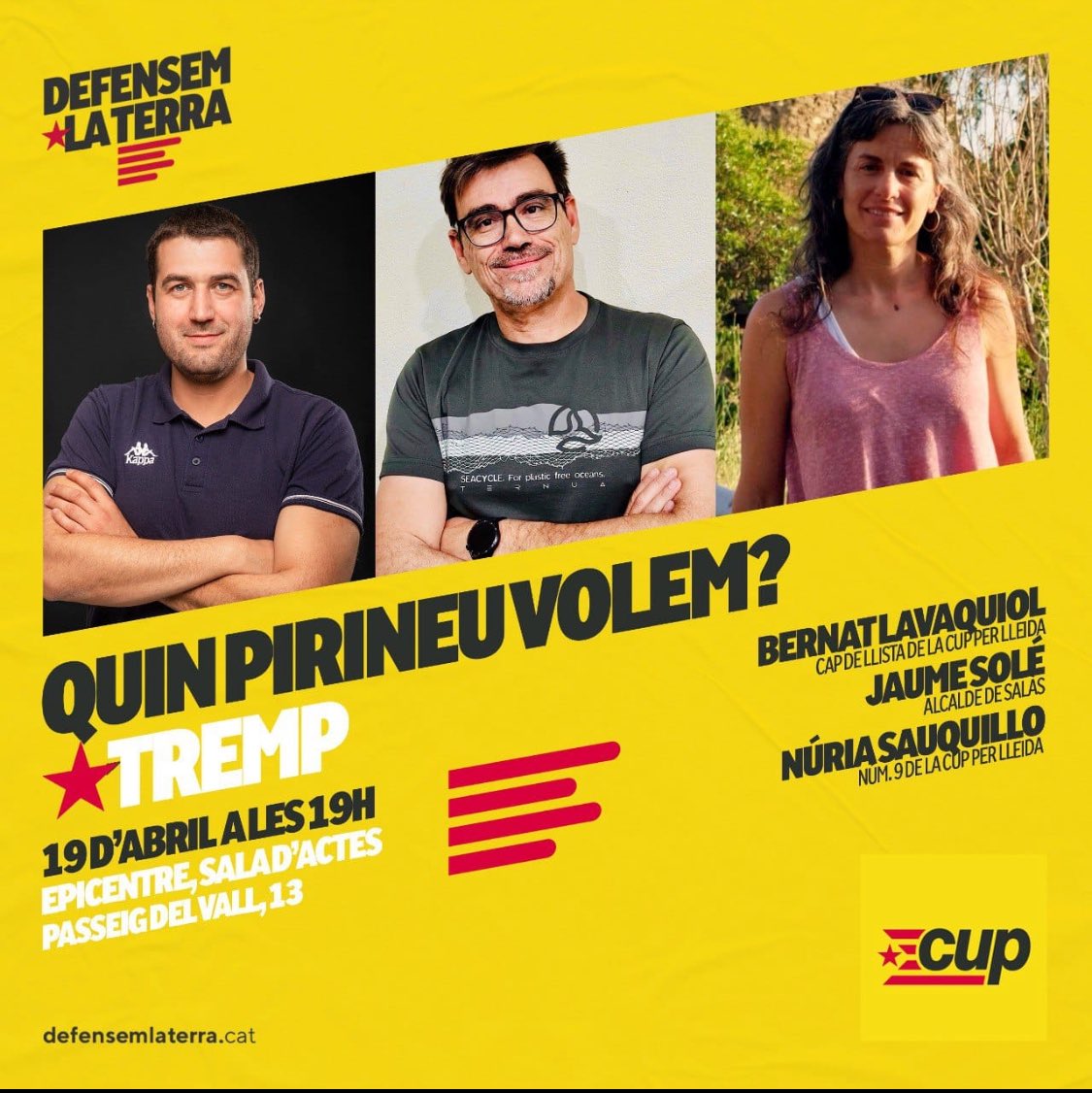 Aquest divendres a #Tremp amb el ⁦@BernatLavaquiol⁩, la #NúriaSauquillo i tothom que vulgui venir parlarem del #Pirineu que volem i de com aconsegir-ho! 
Veniu a parlar del pirineu ibdel país que voleu! 
#DefensemLaTerra