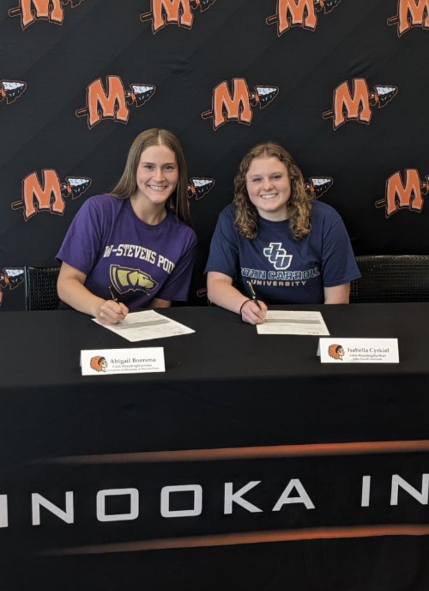 Congratulations to Bella Cyrkiel and Abbey Boersma for signing their Letter of Intent to compete at the next level. Abbey will play Lacrosse and Wrestle for UW Stevens Point Bella will play Softball and Wrestle at John Carroll University.