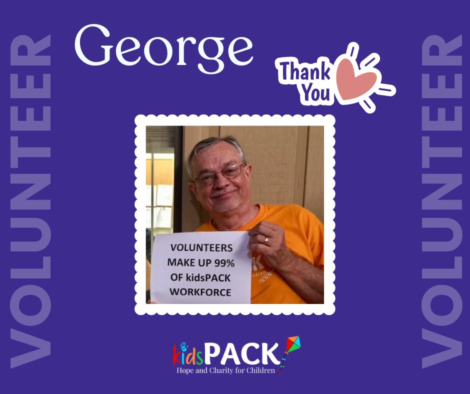 Volunteers are the backbone of making kidsPACK successful.  George Goelz is the leader of our pack!  EVERY packing we do inside our warehouse, which is a minimum of 3 days a week.

#kidspackinc #endchildhunger #lkldhaven #lkldnow #laltoday #lakelander #localvolunteers