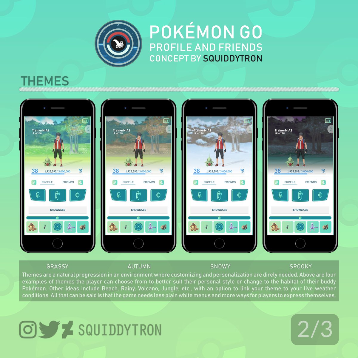 squiddytron's tweet photo. i guess now would be a good time to repost the #pokemongo profile redesign i did a few years ago https://t.co/WKu2GbdR2N