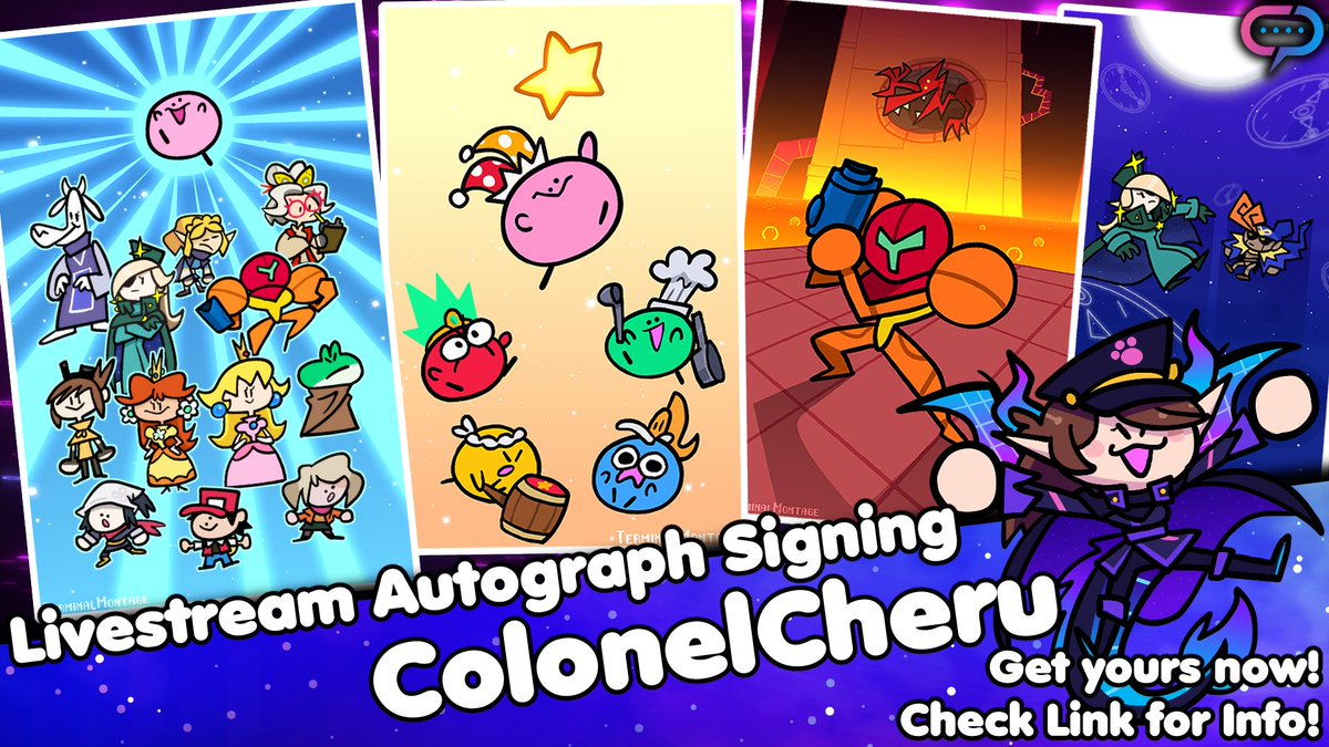 I'm now on @StreamilyLive!!! 🔥🔥🔥 This upcoming May, I'll be signing prints of characters I've voiced, such as Kirbo, Samus, Rosalina and more from @TerminalMontage's Something Series! You can get them here: streamily.com/ColonelCheru #SomethingSeries #Kirbo #streamily