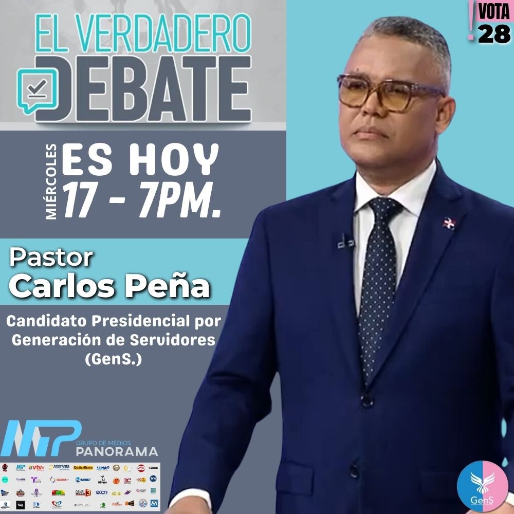 ¡No te lo pierdas! Hoy a las 7 pm tendrá lugar el verdadero debate. 

Carlos Peña Presidente. 
Nikauly de la Mota Vicepresidente.
#Vota28
#VotaConFe
#VotaGenS
