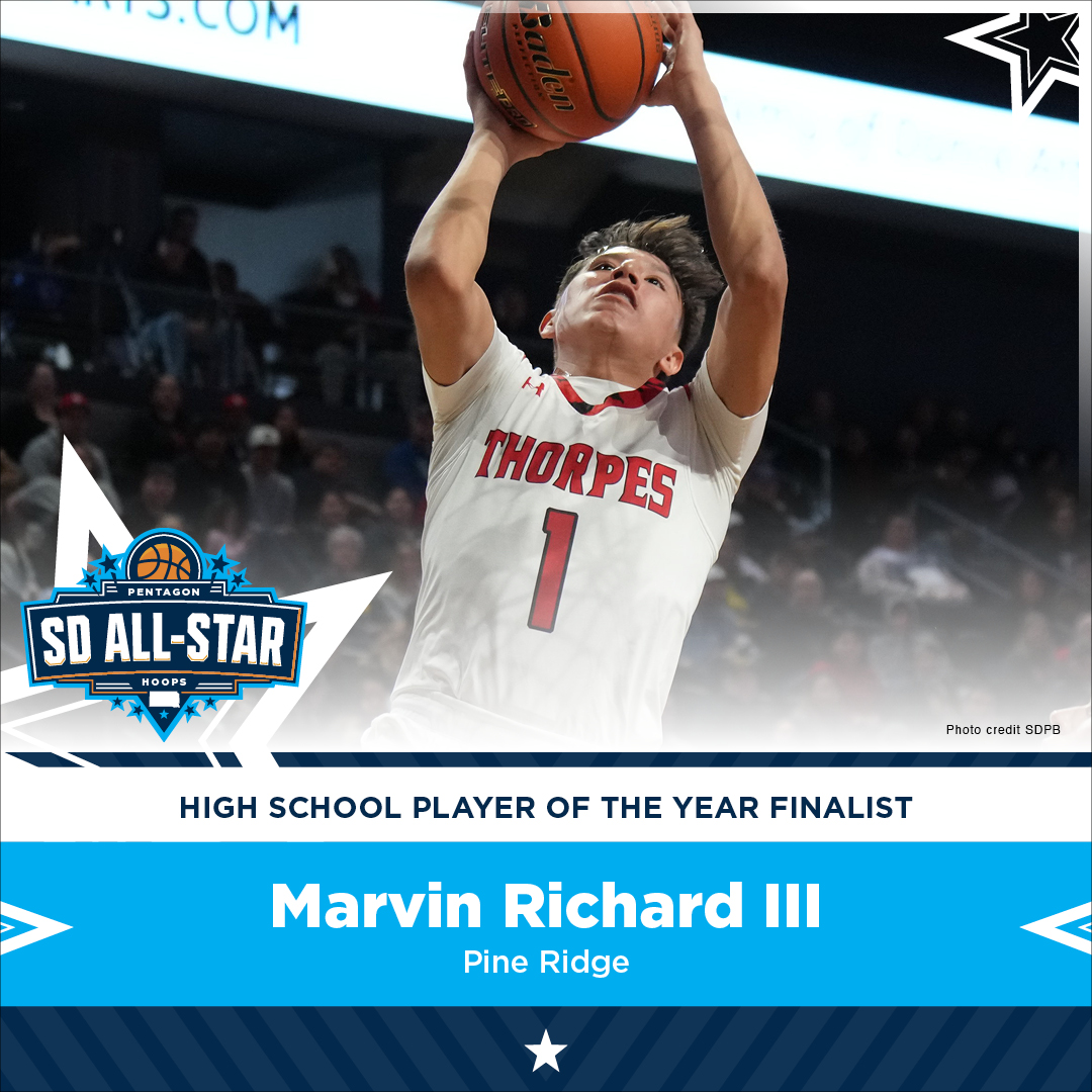 4th nominee for ⭐ SD All-Star ⭐ boys player of the year:

<a href="/marvinrichard_3/">Marvin Richard III</a>, a 6-foot guard from Pine Ridge. Marvin is showing up as an anchor &amp; leader for the Thorpes as just a sophomore, putting up good numbers this season. He has lots of great hoops ahead.

#SanfordSports