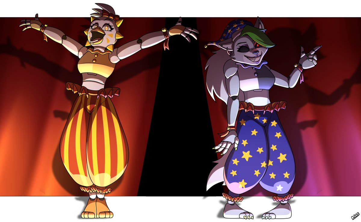 *ANIMATRONIC FUSION!!*  

(Today we have: G.Chica and Roxanne Wolf x Daycare attendant!! 🐤🐺)
#FNAF #glamrockchica #roxannewolf