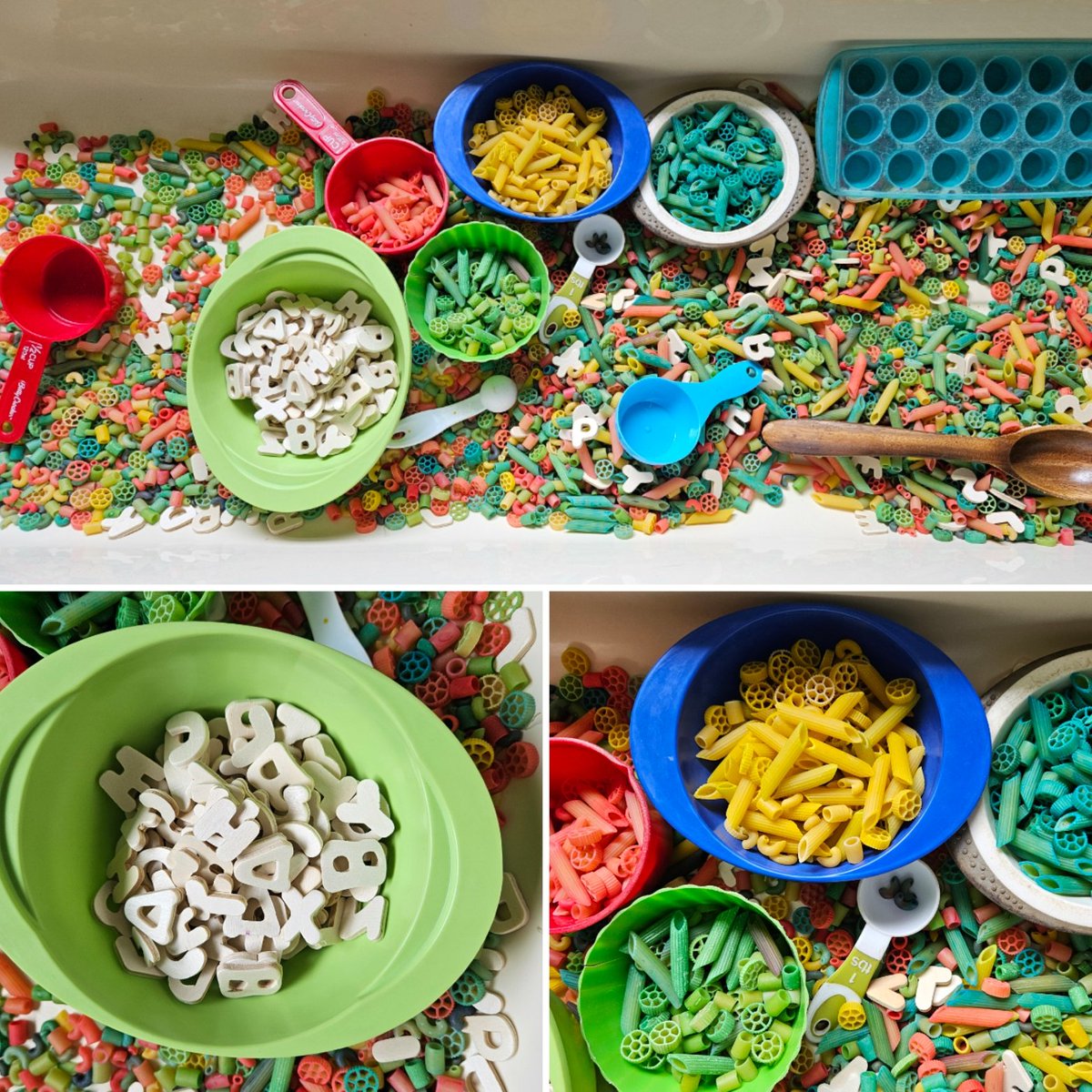 The sensory bin is one of our favourite centres. This week the Maples are enjoying an 'alphabet soup' sensory bin! @StRitaOCSB #LearningThroughPlay