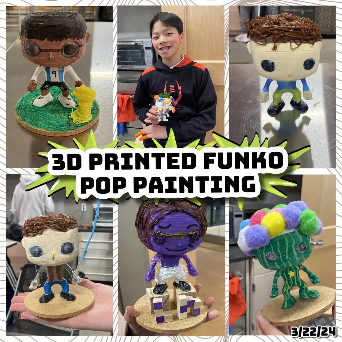 Teens created their own custom Funko Pops! We provided Pops made with our 3D Printer and teens had fun in the Makerspace creating familiar characters and some new ones! Learn about the Library's Makerspace Services, including 3D Printing, here: hhhlibrary.org/makerspace-ser…