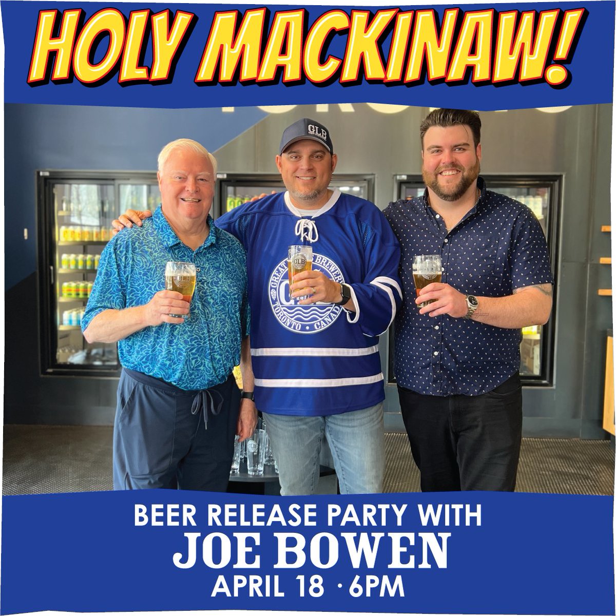 New Release (1 of 3)
HOLY MACKINAW!
First Line Lager
5.0% abv

$1 from every can will be donated to the SickKids Foundation.

Get this beer and meet Joe Bowen and Sean Bowen at our Release Party at the GLB Brewpub tomorrow! It will also be available at the Brewery and Online