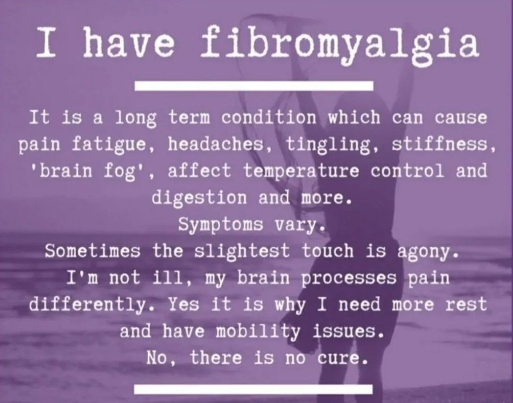 I have fibromyalgia... #pain #fatigue #headaches #tingling #stiffness #brainfog #tempaturechanges #digestiveissues #toomanysymptomstolist #CNSdysfunction #noknowncure #fibromyalgia #CFSME #fibrosupportbymonica