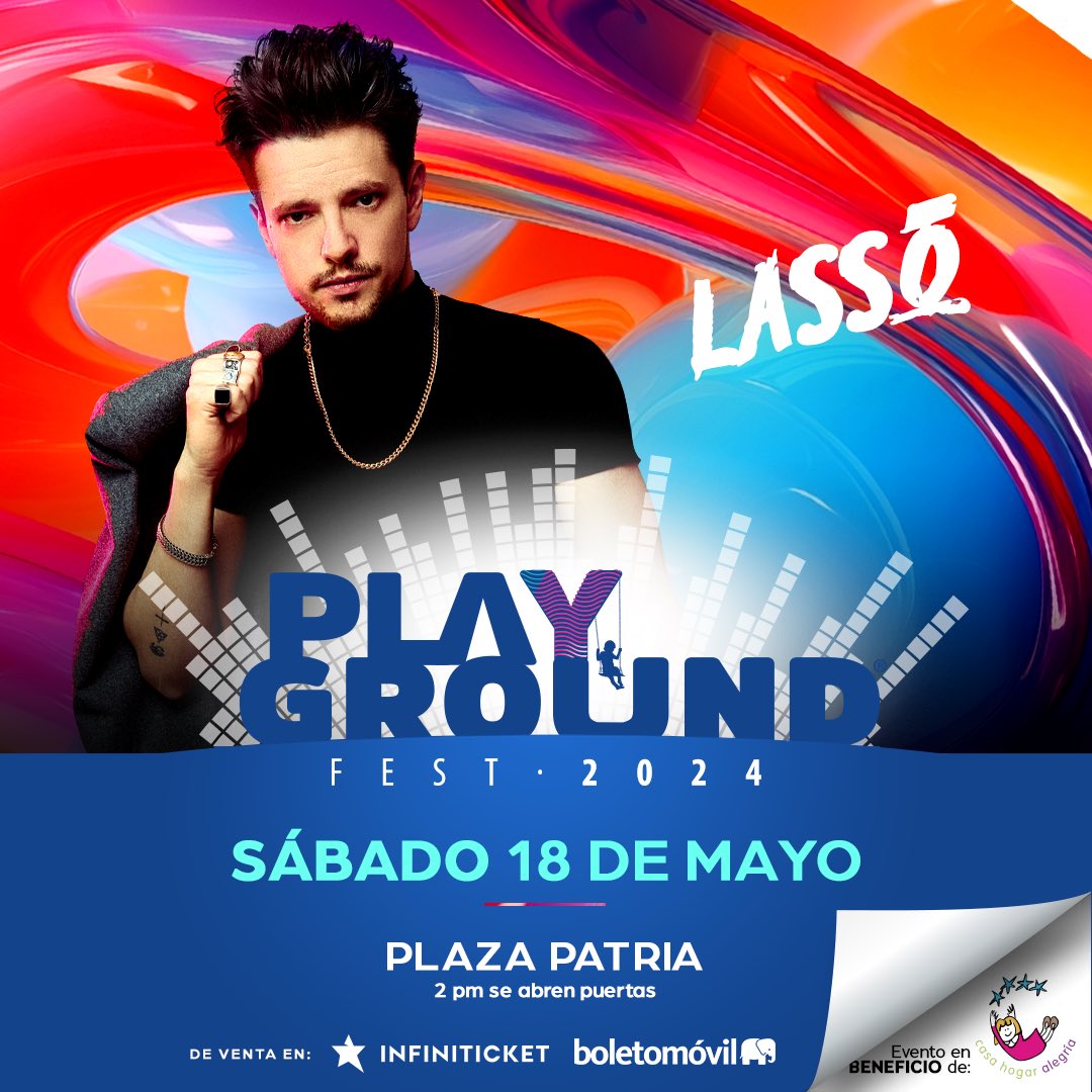 Manuel Turizo + María Becerra + Lasso 🤩 Playground Festival te espera en Guadalajara para vivir un escenario único. 🎶 📆 Sábado, 18 de Mayo ⏰ 2:30 pm 📍 Plaza Patria Compra tus boletos en: bit.ly/3Q6omrD