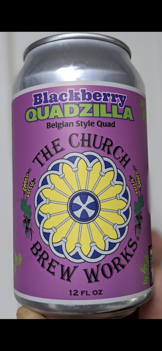 Brewery: The Church Brew Works (Pittsburgh, PA) Beer: Blackberry Quadzilla Style: Belgian quadrupel ABV: 10.5% Analysis: soft mouthfeel with a slight buzz of the tongue with a pinch of blackberry tartness & a dominant Belgian malt to finish. Best Situation: quench thy thirst