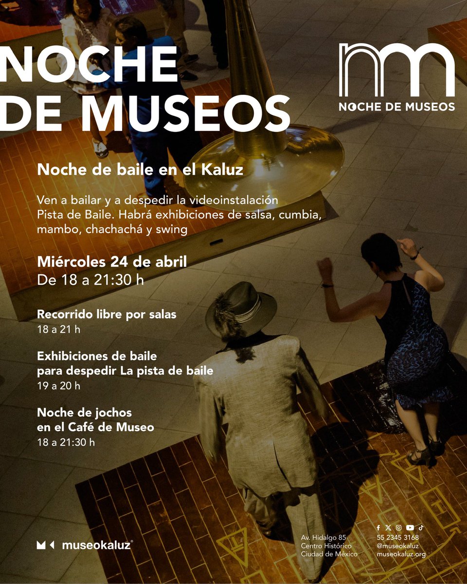 En esta edición de #NochedeMuseos toca despedirse de la videoinstalación 'Pista de Baile' de Tania Candiani y la música original de Pepe Mogt. Ven a pasar una tarde llena de baile este miércoles 24 de abril a partir de las 18 horas. 🕺