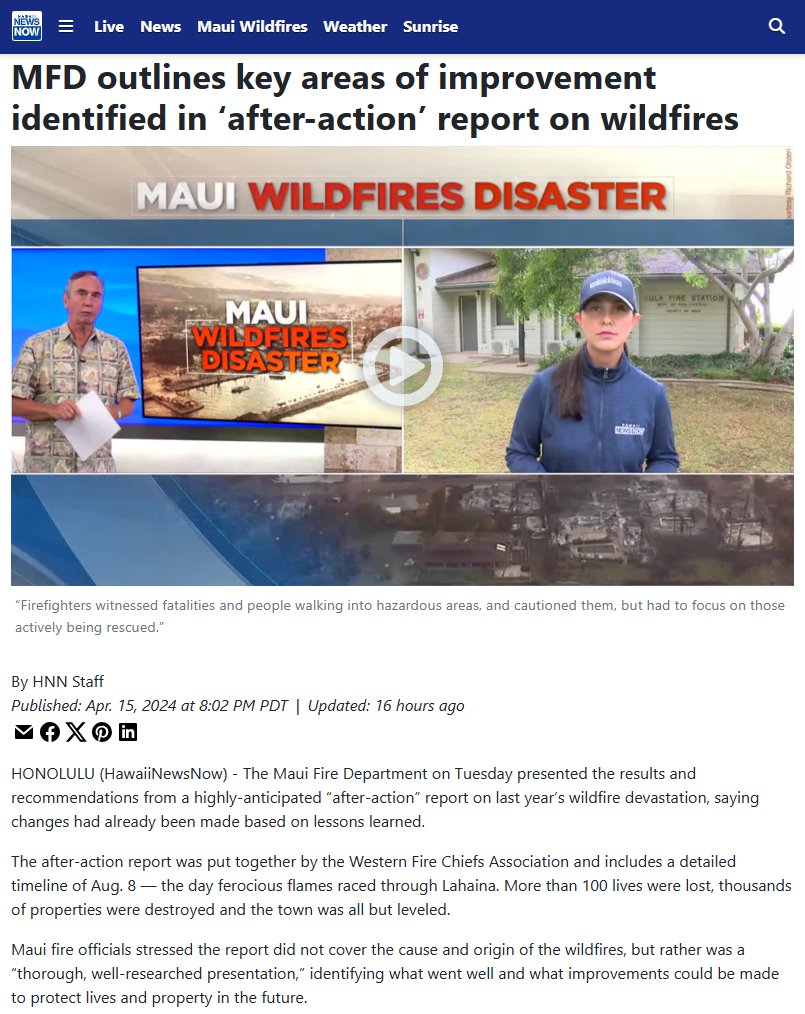 “When you have that extent of weather and fire going on .... at this point, it’s an evacuate all situation and kind of stop fighting the fire to save lives.” 
tinyurl.com/DD041724
#Dailydispatch #WFCA #AAR #MauiWildfires #Wildfires #fireseason