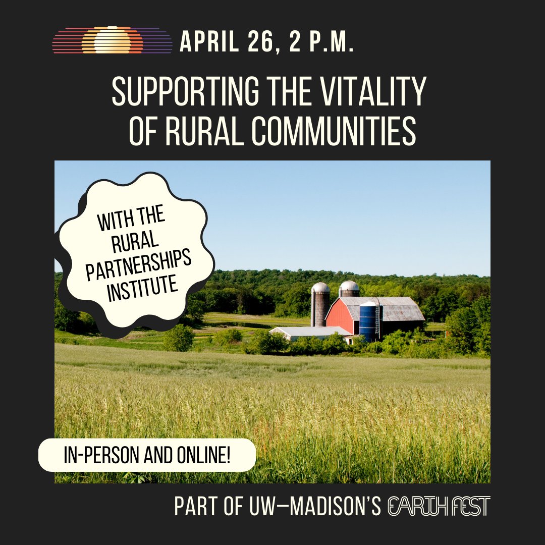 The #WisconsinIdea says that education at @uwmadison should reach all corners of the state. That's the motto of the Wisconsin Rural Partnerships Institute: from @Wisconet to the @WI_ClimateSCO to research and outreach projects. Learn more at Earth Fest! earthfest.wisc.edu/rpi