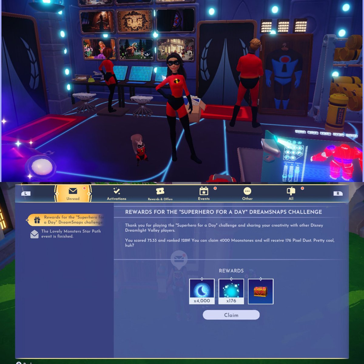 Jared_DLV's tweet photo. ✨️Really surprised with my Superhero for a Day Dreamsnap ranking and reward! ✨️

Did not expect the 4k moonstones, but thank you to those who voted for me! @DisneyDLV #DisneyDreamlightValley https://t.co/nlkzE1Du4X