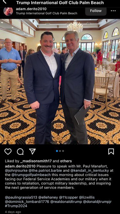 Paul Manafort recently spent some time at the Trump International Golf Club in Palm Beach, Florida. I’m sure it’s nothing to worry about… h/t @clayberg 1/