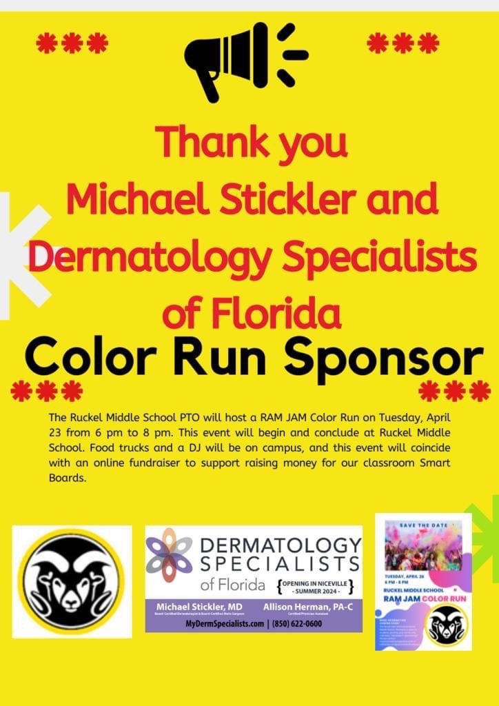 Please support our color run sponsors. Join us for the color run Tuesday of next week.