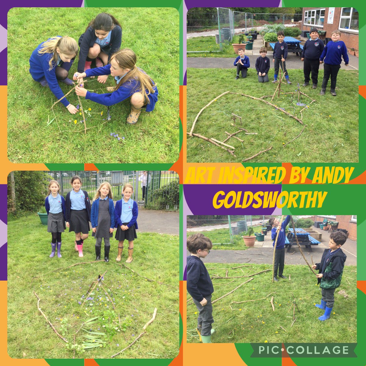 Completing our Entry Point day in 4M investigating trees in our school and then creating environmental art inspired by #AndyGoldsworthy. A fantastic day and the weather was kind to us! 🌳 🌲 🖼