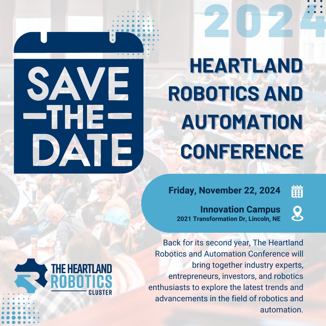 RoboticsCluster's tweet image. 🤖 Save the date for the Heartland Robotics and Automation Conference 2024! 🗓️ Explore the latest trends and innovations in robotics and automation, network with industry leaders and experts. Join the waitlist at hubs.ly/Q02rcbsH0. #Robotics #Automation #Innovation