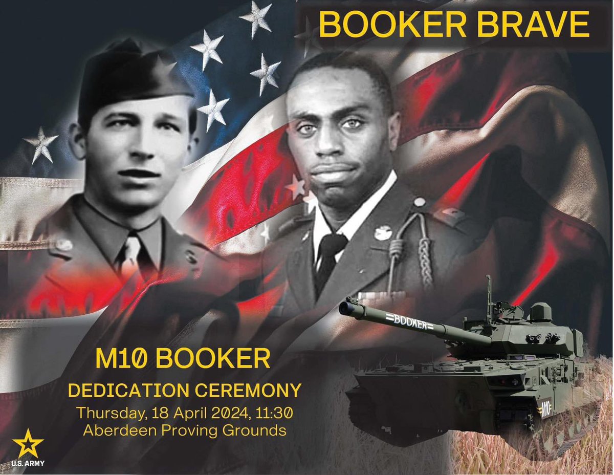 Be sure to tune in tomorrow for a live streamed event on DVIDS here: dvidshub.net/webcast/34185 where the families of Pvt. Robert D. Booker and SSG Stevon A. Booker will be honored. These are the two heroic Soldiers who the new M10 Booker Combat Vehicle is named after!