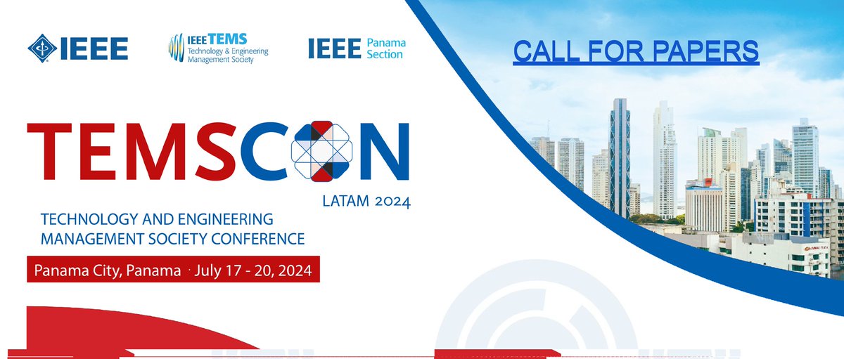 TEMSCON 2024
Del 17 al 20 de Julio.
Este evento es una oportunidad de presentar sus últimas innovaciones e investigaciones en tecnología e ingeniería de gestión.
Llamado a ponencias, con fecha límite 30 de Abril.
Más información en:
attend.ieee.org/temscon-2024