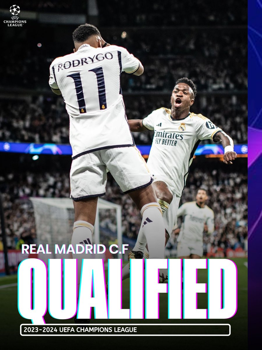 theMadridZone's tweet photo. 🚨𝐎𝐅𝐅𝐈𝐂𝐈𝐀𝐋: REAL MADRID QUALIFY FOR CHAMPIONS LEAGUE SEMI FINALS!!! https://t.co/B583IAPQ7w