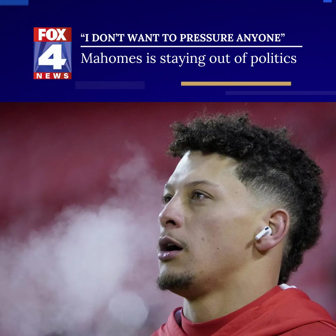 Kansas City Chiefs star quarterback Patrick Mahomes is declining to weigh in on this year's presidential race, urging voters in a new interview to do their own research before the election. trib.al/JfcyFmc