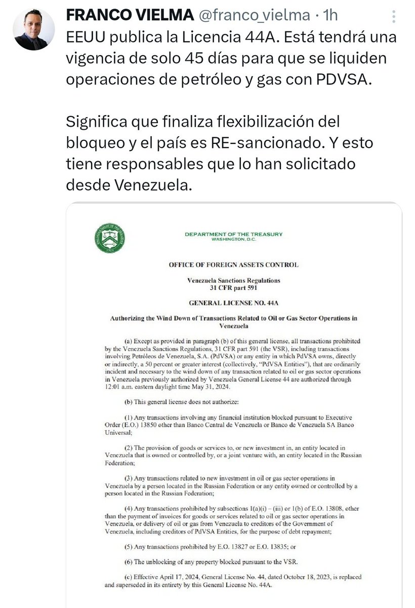 🚨Candidato a la elección Presidencial que no se pronuncie en contra de las 930 medidas coercitivas unilaterales y sanciones emitidas por EEUU contra Venezuela, podría estar incurso en causal de inelegibilidad al cargo por no cumplir con el artículo 130 de la Constitución.📝🦉